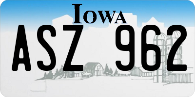 IA license plate ASZ962