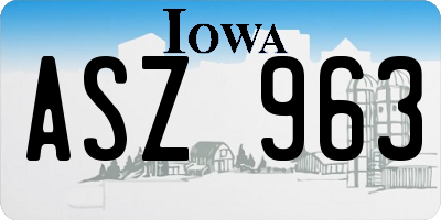 IA license plate ASZ963