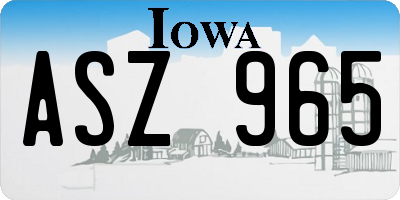 IA license plate ASZ965