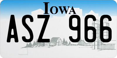 IA license plate ASZ966