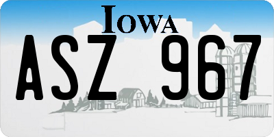 IA license plate ASZ967