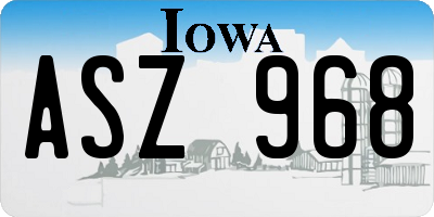 IA license plate ASZ968