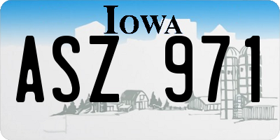 IA license plate ASZ971