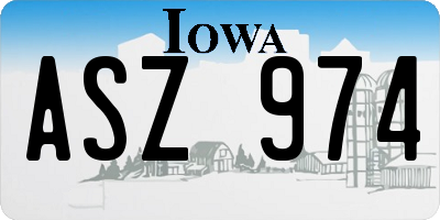 IA license plate ASZ974