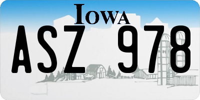 IA license plate ASZ978
