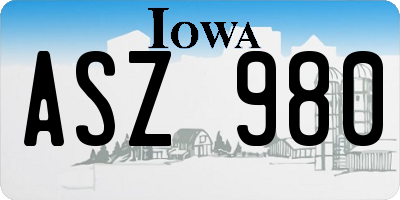 IA license plate ASZ980