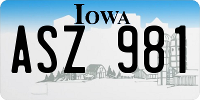 IA license plate ASZ981