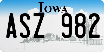 IA license plate ASZ982