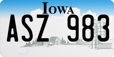 IA license plate ASZ983