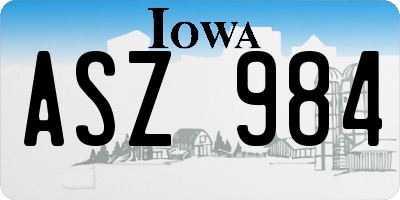 IA license plate ASZ984