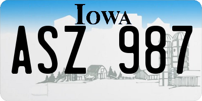 IA license plate ASZ987