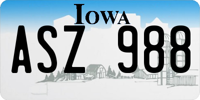 IA license plate ASZ988