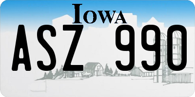 IA license plate ASZ990
