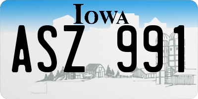 IA license plate ASZ991