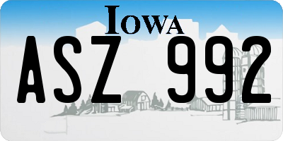 IA license plate ASZ992