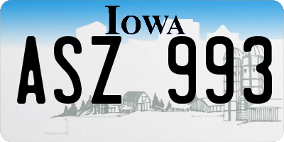 IA license plate ASZ993