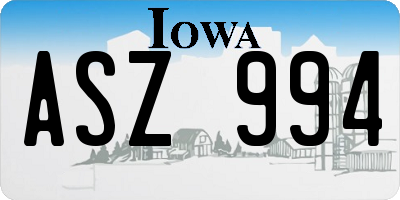 IA license plate ASZ994