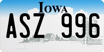 IA license plate ASZ996