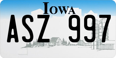 IA license plate ASZ997