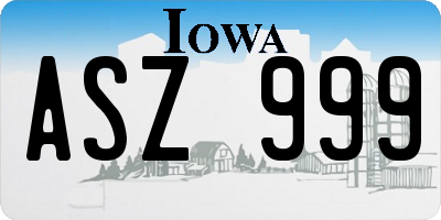 IA license plate ASZ999
