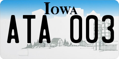 IA license plate ATA003