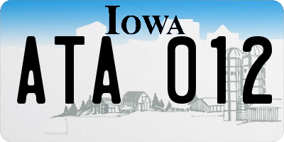 IA license plate ATA012