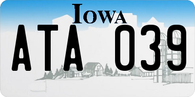 IA license plate ATA039