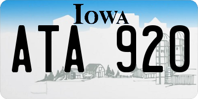 IA license plate ATA920