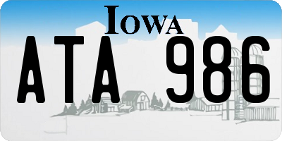 IA license plate ATA986