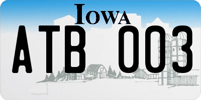 IA license plate ATB003