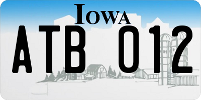 IA license plate ATB012