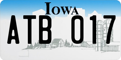 IA license plate ATB017