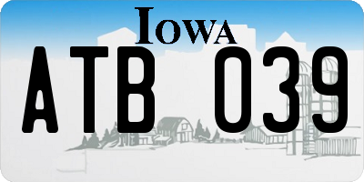 IA license plate ATB039