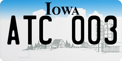 IA license plate ATC003
