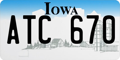 IA license plate ATC670
