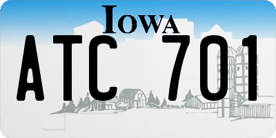 IA license plate ATC701