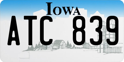 IA license plate ATC839