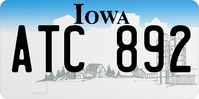 IA license plate ATC892