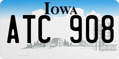 IA license plate ATC908