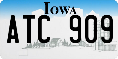 IA license plate ATC909