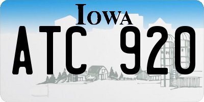 IA license plate ATC920