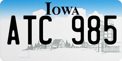 IA license plate ATC985