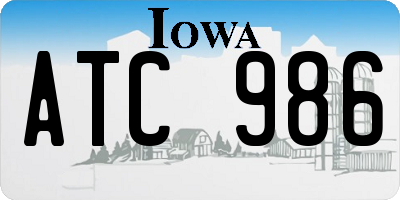 IA license plate ATC986