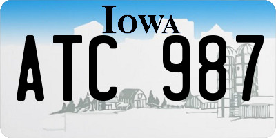 IA license plate ATC987