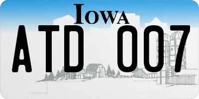 IA license plate ATD007