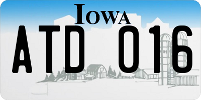 IA license plate ATD016