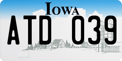 IA license plate ATD039