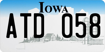 IA license plate ATD058