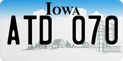 IA license plate ATD070