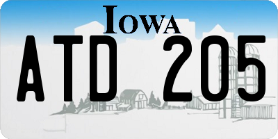 IA license plate ATD205